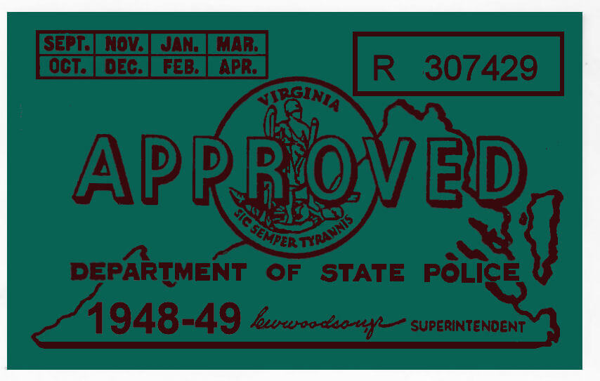 (image for) 1948-49 Virginia INSPECTION Sticker